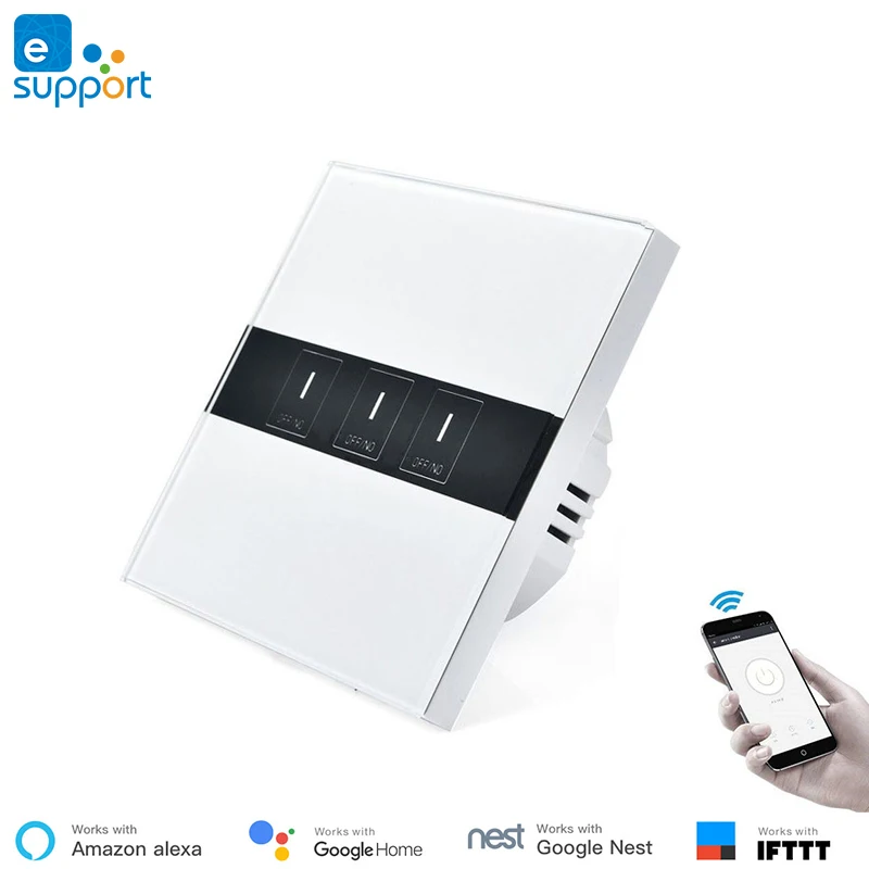 Умный настенный сенсорный выключатель света Ewelink APP WiFi умный 3 ходовой Wi Fi не