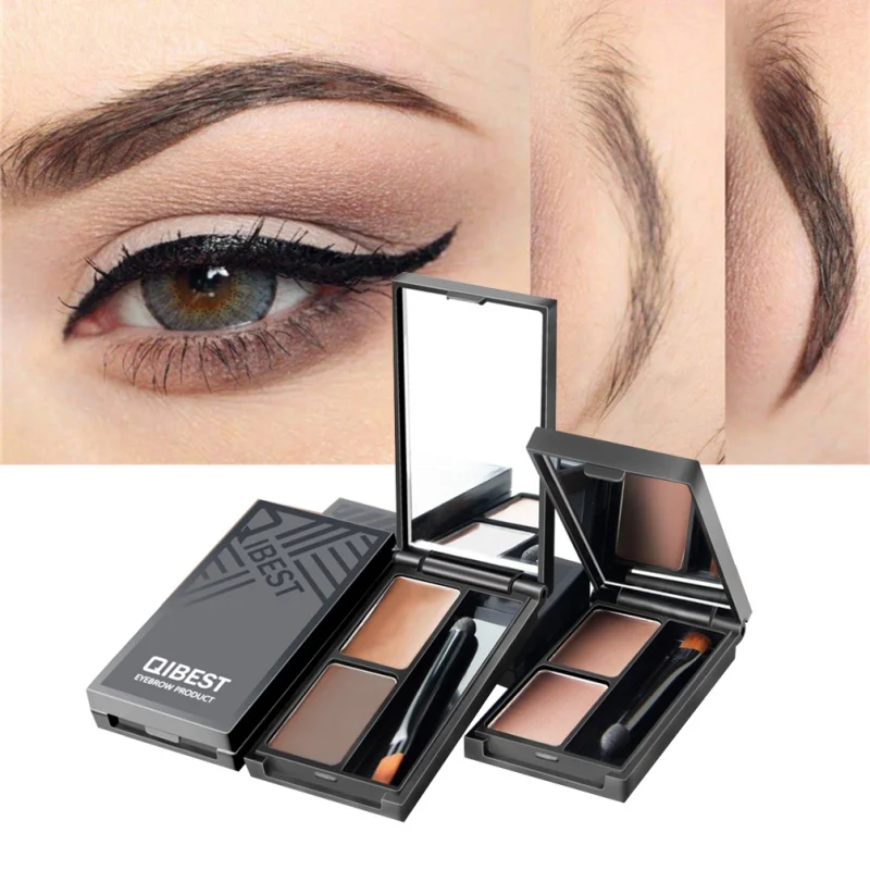

2 in 1 Brown Black Eyebrow Powder Makeup Waterproof Lasting Eye Brow Cream Cosmetics Brush+Mirror