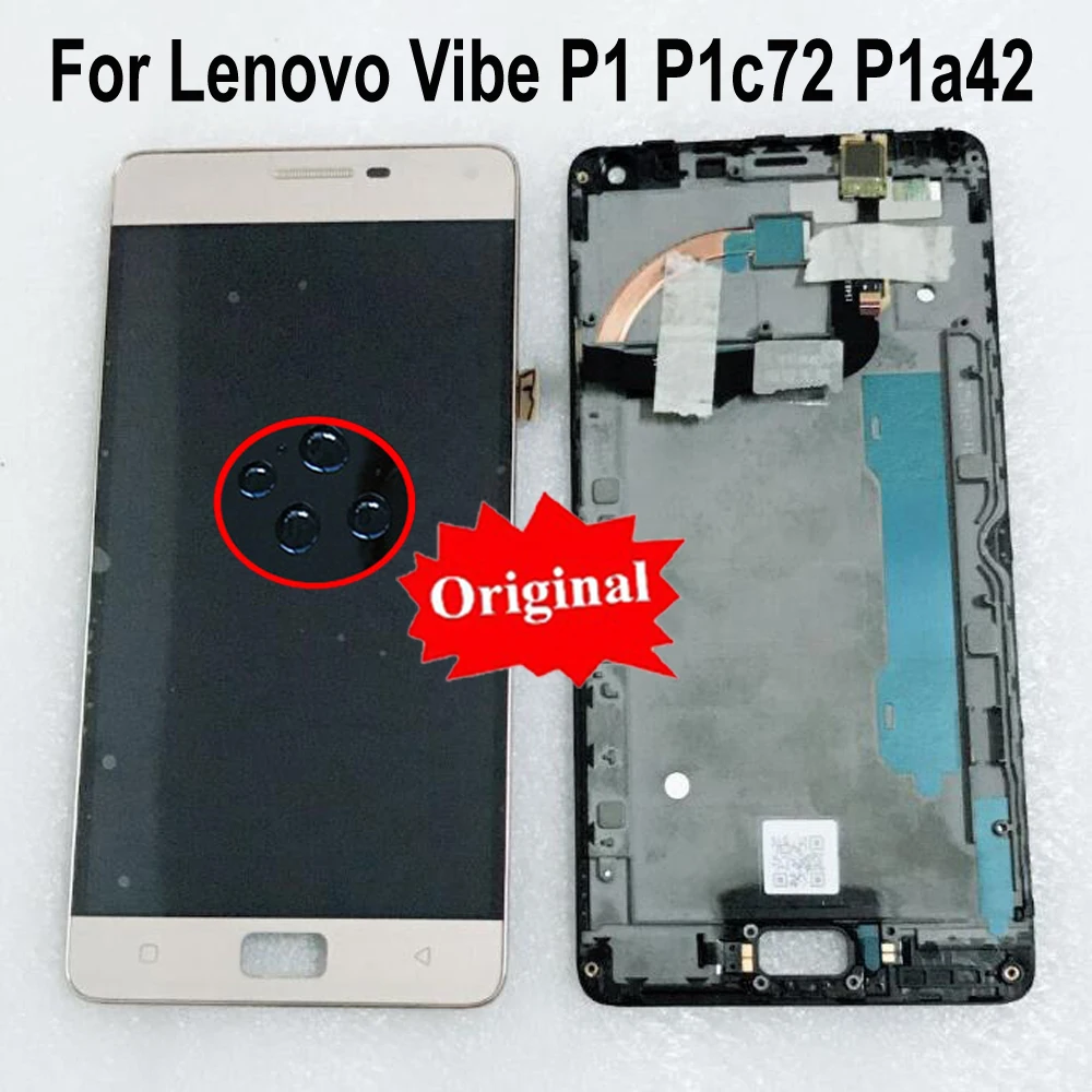 Лучший для lenovo Vibe P1 P1c72 P1a42 ЖК-дисплей, сенсорная панель, дигитайзер в сборе с рамкой, сенсорные части телефона