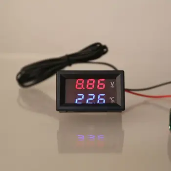 

12V/24V LED Display Car Voltage & Water Temperature Gauge Voltmeter Thermometer
