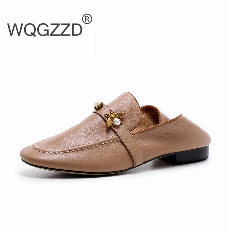 Lujo 2019 Genuino Chaussures De Planos Mujeres Marca La Black apricot Las Femme Cuero Suave Señoras Mujer Mocasines Zapatos Cómodo wptfqpxSr