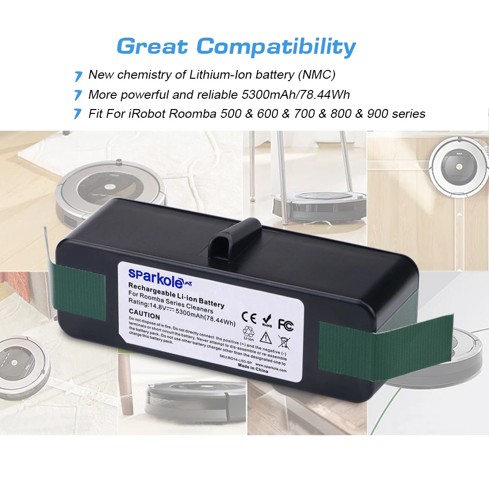 Preise 5.3Ah 14,8 V Li Ion Akku für iRobot Roomba 500 600 700 800 Serie 510 531 555 560 580 620 630 631 650 670 770 780 790 870 880