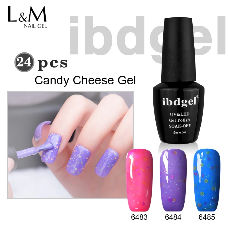 DHL TNT 24 Bottle Ibdgel Brands Candy Cheese Gel Nail Polish Pretty 