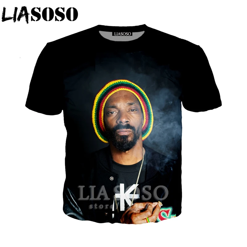 

LIASOSO Summer New Men Women Fashion Sweatshirt 3D Print Rapper Singer Snoop Dogg Short sleeve T shirt Casual Pullover B168-01