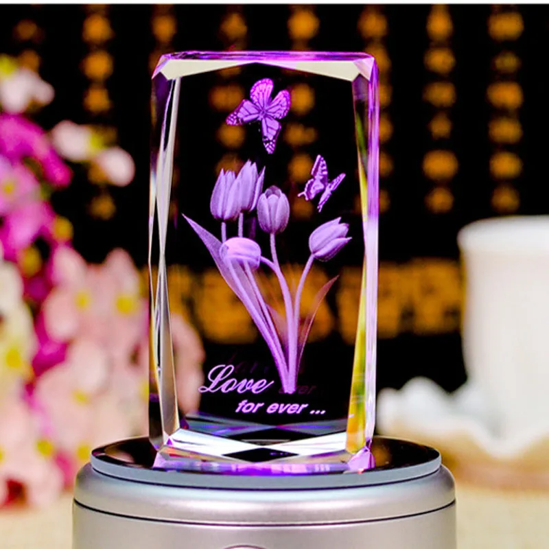 Ночная Светодиодная лампа Тюльпан с лазерной гравировкой|novelty gifts|night lightcrystal night