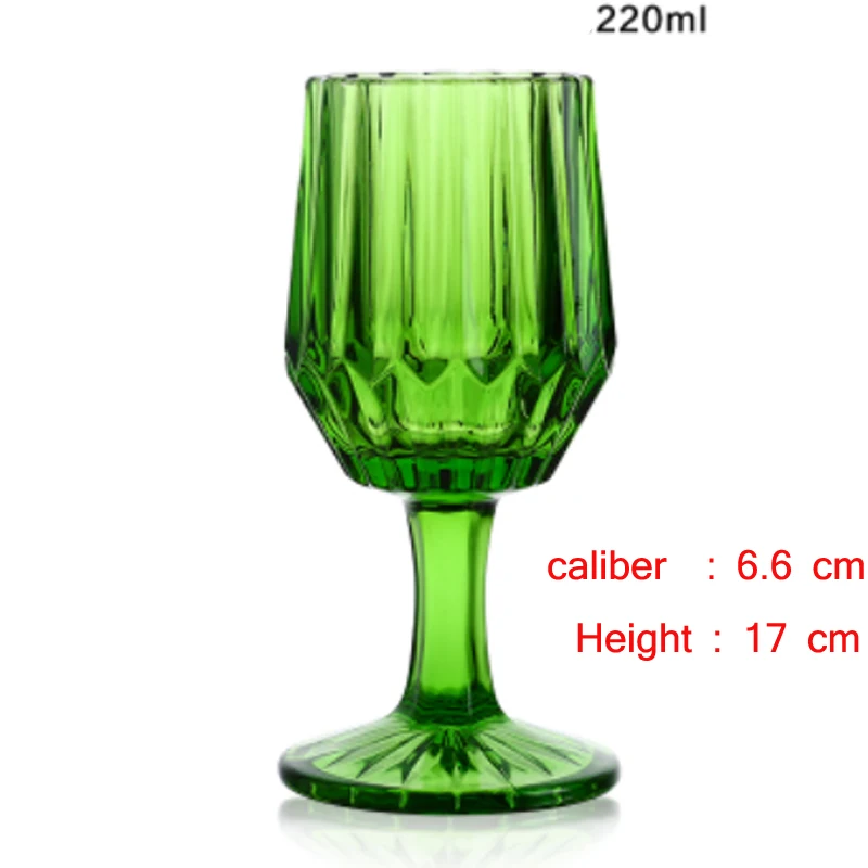 Креативная японская красочная ледяная резная стеклянная десертная чашка бокал красное вино стакан для воды сок чай напиток завтрак молоко напиток чашки - Цвет: 220ml green