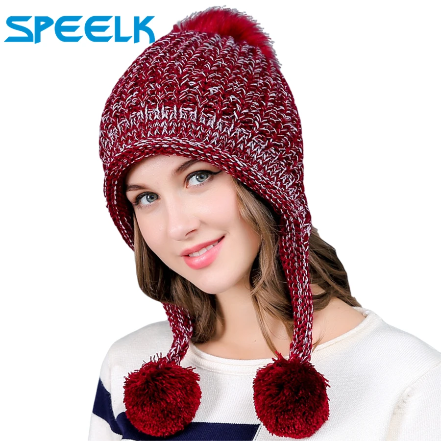 

New Korean knitted Hats Women Cute Beanies Hat Thickening Beanie Skullies Velvet Knit Bonnet Caps Ladies Earmuffs Wool Hat