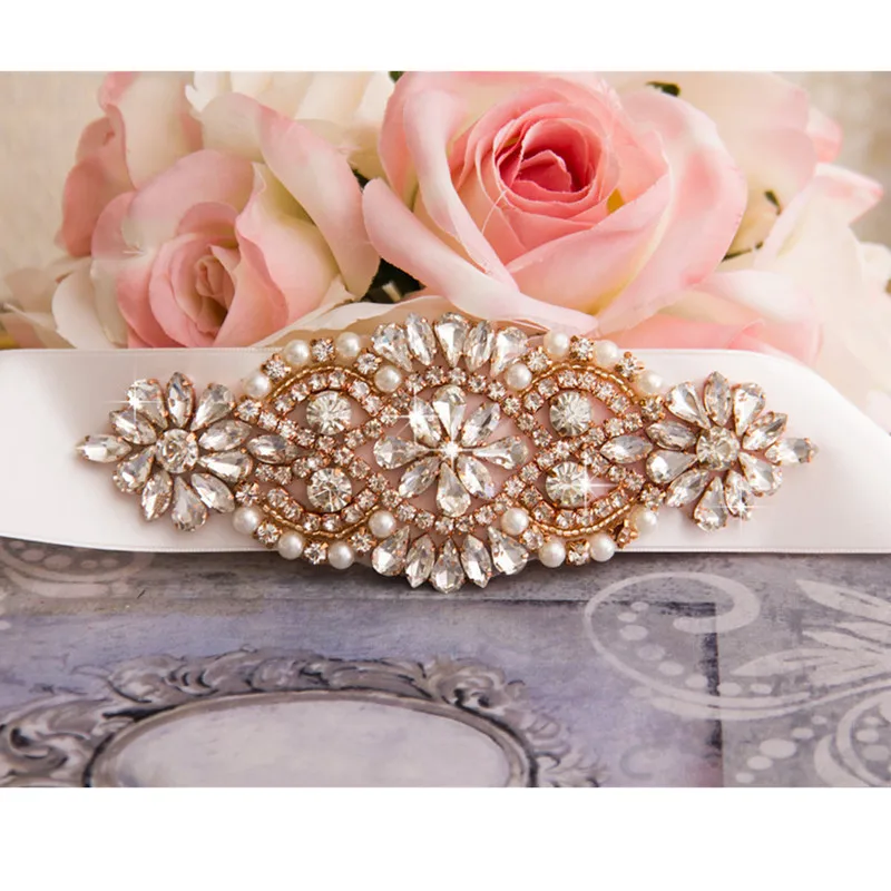 Beautiful Ivory Rhinestone Maternity Sash Belt Pregnancy Photo Props
