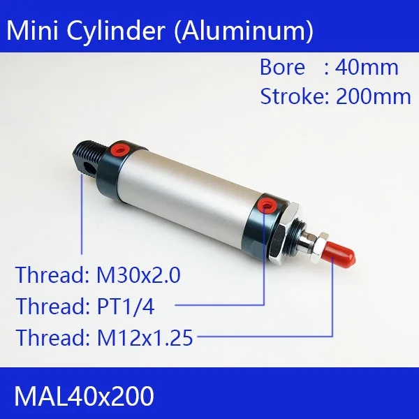 

Free shipping barrel 40mm Bore200mm Stroke MAL40x200 Aluminum alloy mini cylinder Pneumatic Air Cylinder MAL40-200