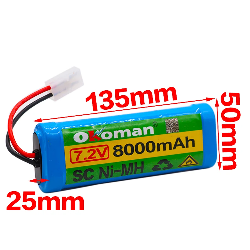 7,2 V 8000 mAh NiMH перезаряжаемый RC игрушечный аккумулятор с разъемом разряда Tamiya для Радиоуправляемый гоночный автомобиль Лодка Aircraf