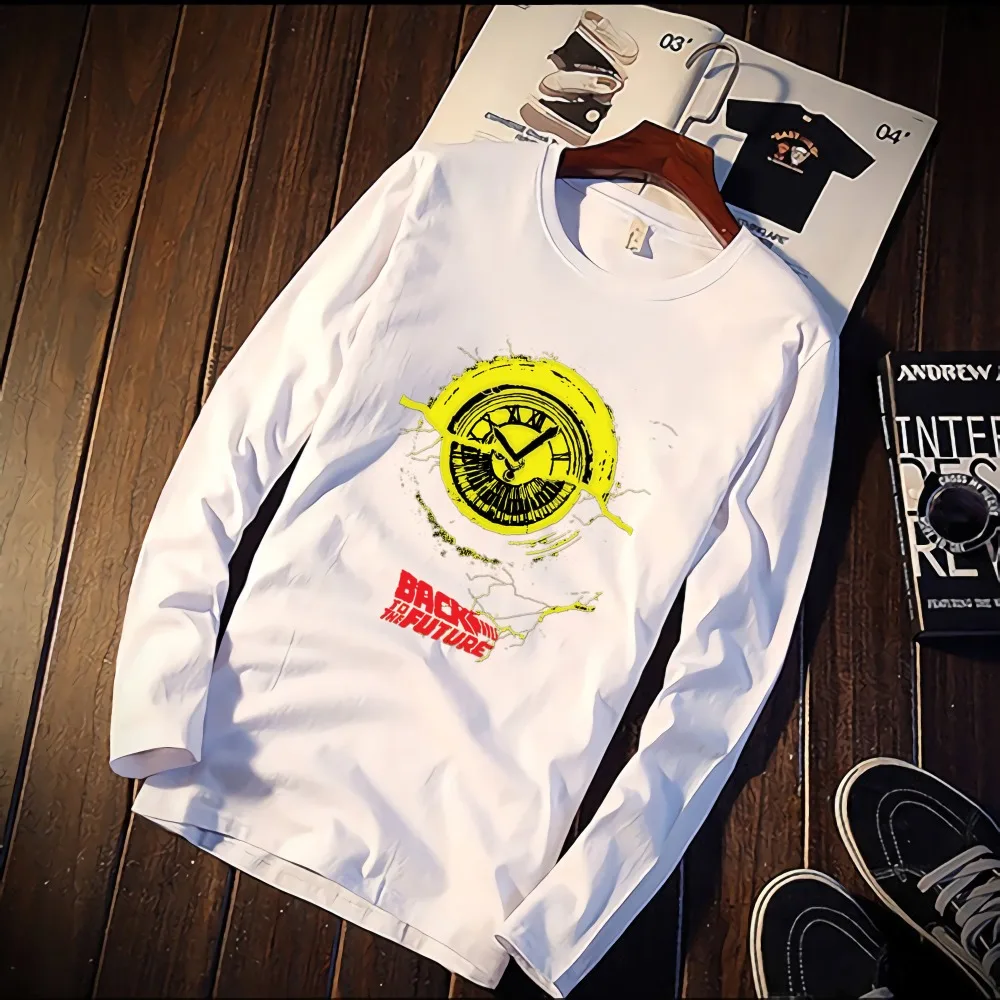 

2019 Pure Cotton TShirt Back To The Future Movie Art Printed Long Sleeve Fashion Casual Tops & Tees Brand Unisex Clothing