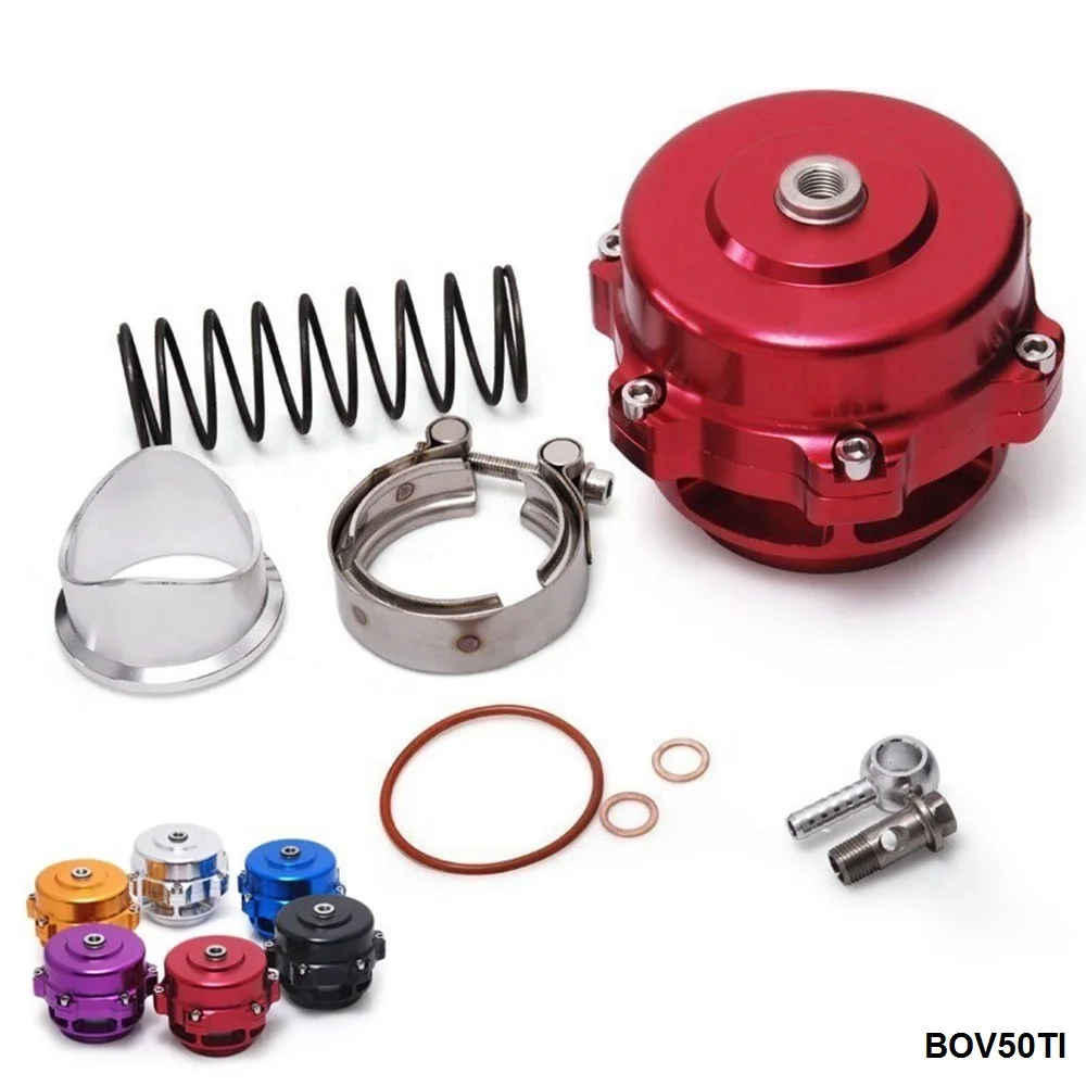 Universal Jdm 50mm V Band Blow Off Valve BOV Q Typer w/ Weld On Aluminum Flange with logo  EP-BOV50TI