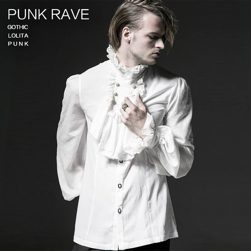 Punk Rave male Gothic style full sleeve chiffon emnossing font b shirt b font Y 522