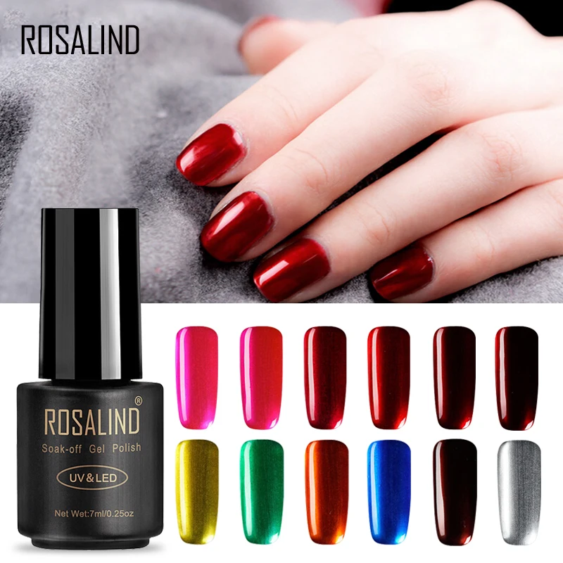

ROSALIND Gel 1S 7ml Titanium Nail Gel Polish Soak Off UV LED Glitter Nail Polish Semi Vernis Permanent New Arrival gel lacquer