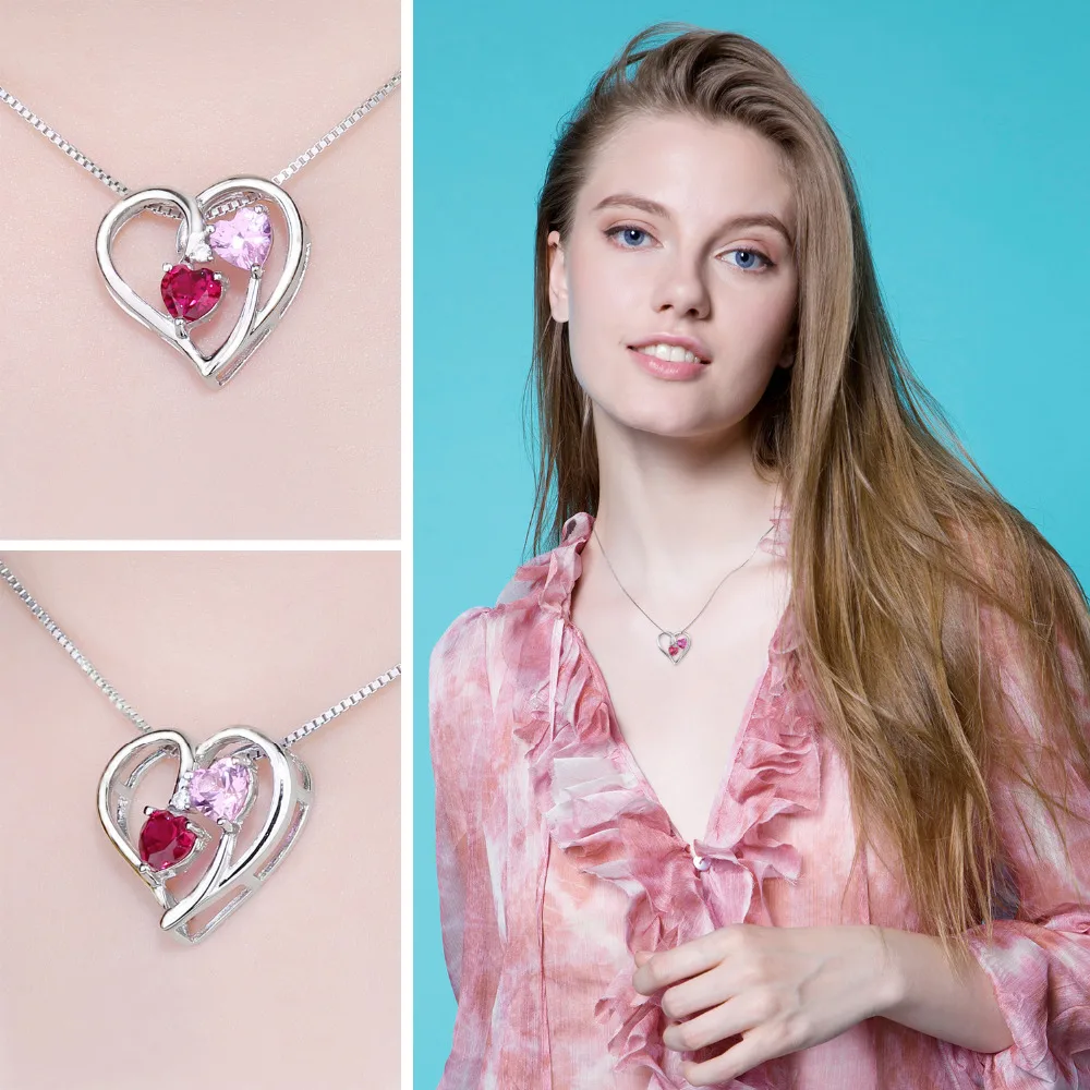 Pink Sapphire Heart Necklace - Image 3