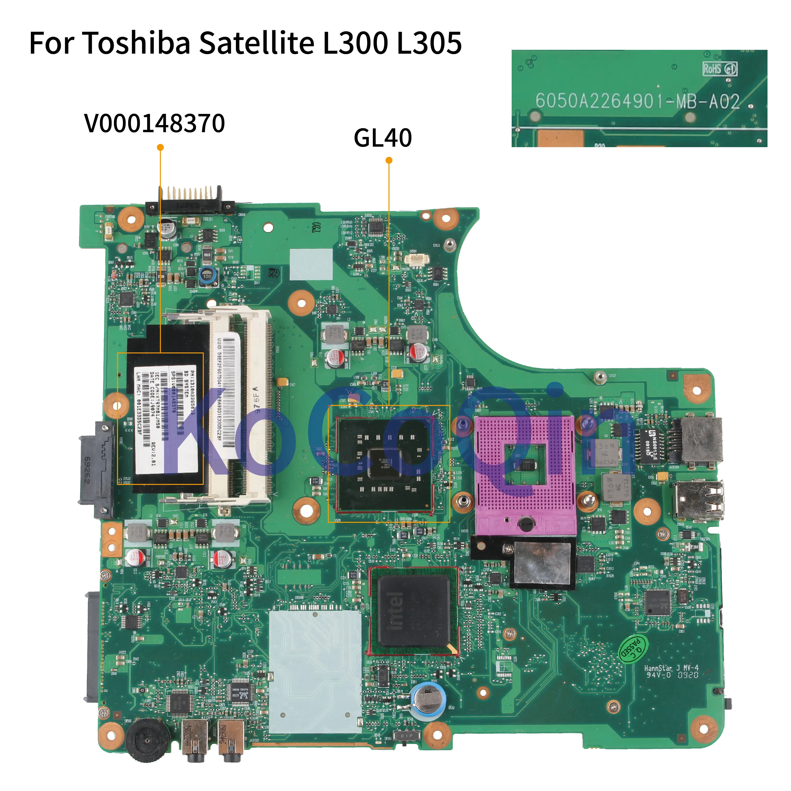 Kocoqin материнская плата для ноутбука Toshiba Satellite L300 L305 L350 L355 материнская плата 6050A2264901 V000148370 GL40