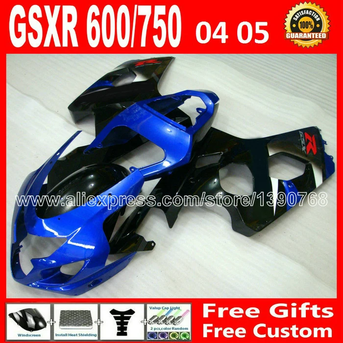

ABS plastic for moto SUZUKI 2004 2005 GSXR 600 750 fairing kit K4  04 05 glossy blue black gsxr600 GYB gsxr750 fairings kits 457