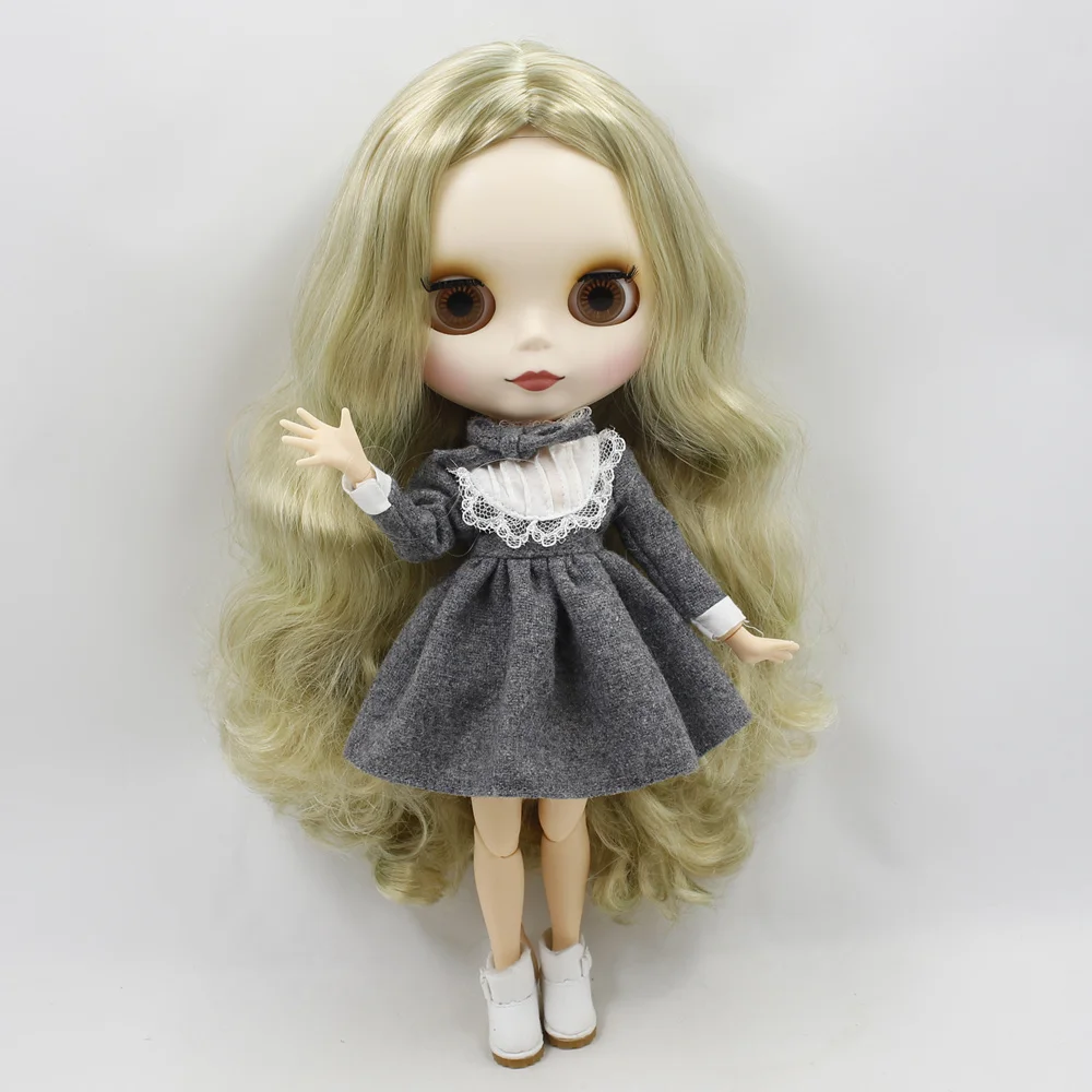 ICY DBS шарнирная кукла Blyth toy Joint body коричневый микс золотые волосы матовое лицо 30 см