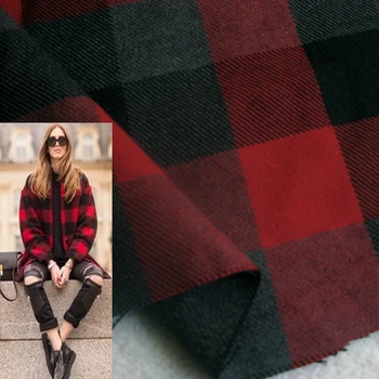 

free ship 50% Woolen tweed fabric dark red check style price for 1 yard 53"