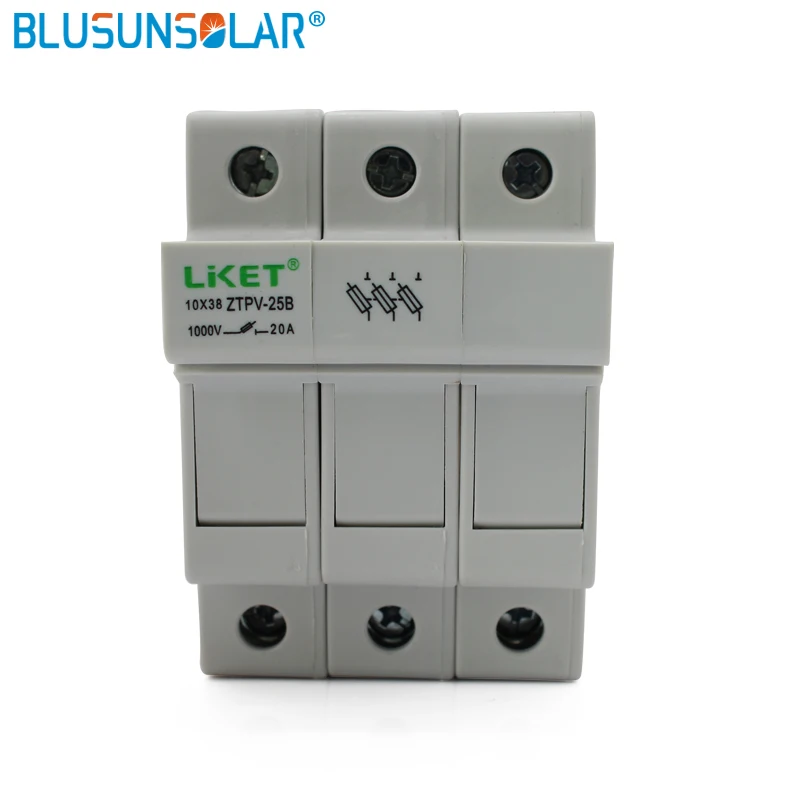

BLUSUNSOLAR 1000V DC 10x38mm Solar PV Three Fuse Holder DC Fuse Holder for Solar System Protection