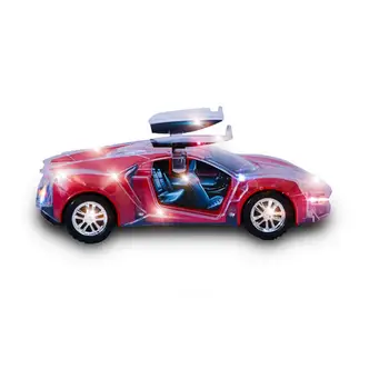 

Cartoon Electric Simulation Car with 3D Flash/Music Children Universal Wheel Double Open Door Car Model Toy