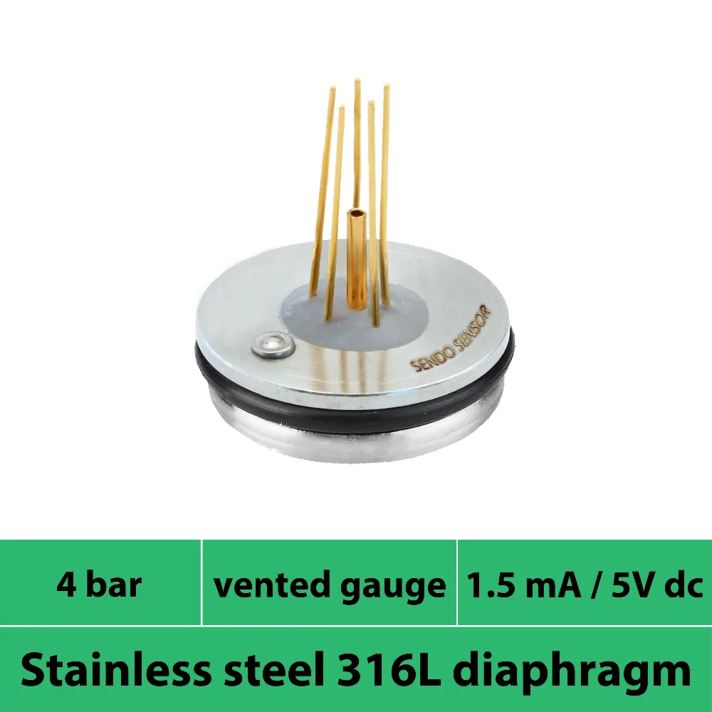 0 4bar Vented gauge pressure transducers diaphragm pressure sensor input 1 5mA 5Vdc mV signal 5