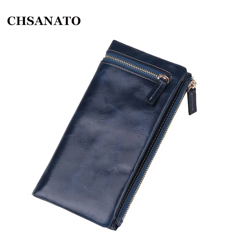 

CHSANATO New luxury women wallets long genuine leather purse oil leather female wallet casual carteira feminina