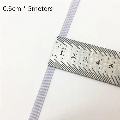 6mm White 5meter 5 м Блестящий золотистый Серебристый резинки 3-45 мм Черный Белый резиновый ремешок лента DIY швейная кружевная отделка поясная лента аксессуары для одежды - Цвет: 6mm White 5meter
