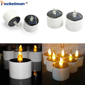 

1/2/4 PCS Solar Power LED Candle Light LED Flameless Candle Lamp Flicker Tea Light for Festival Wedding Party Garden Home Decor