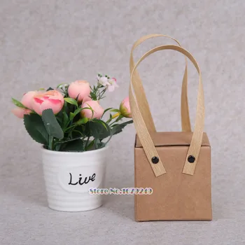 

Small kraft paper gift Handle box package, Paper Favor Bag cake Packing Gift Box with handle kraft nuts box 100pcs/lot
