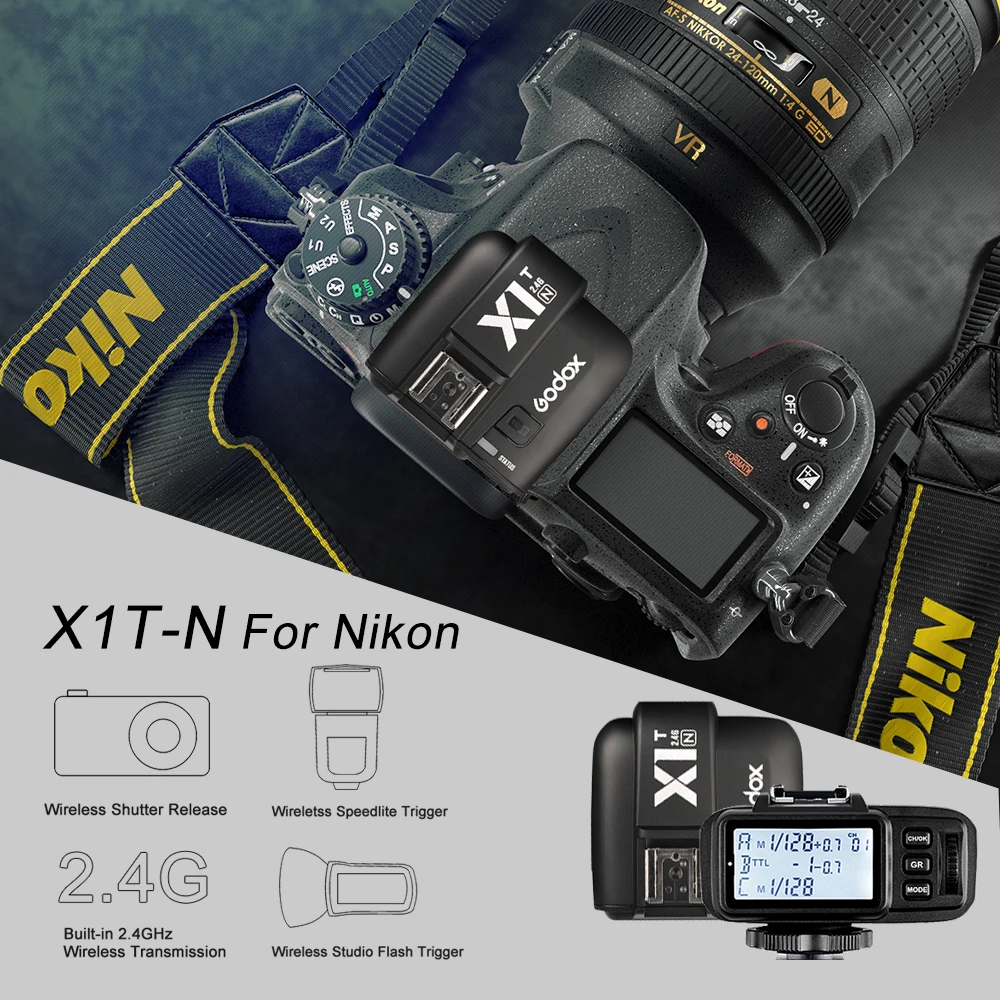 

Godox X1T-N i-TTL HSS 1/8000s 2.4G Wireless X System Power Control Flash Trigger with screen Only the Transmitter For Nikon