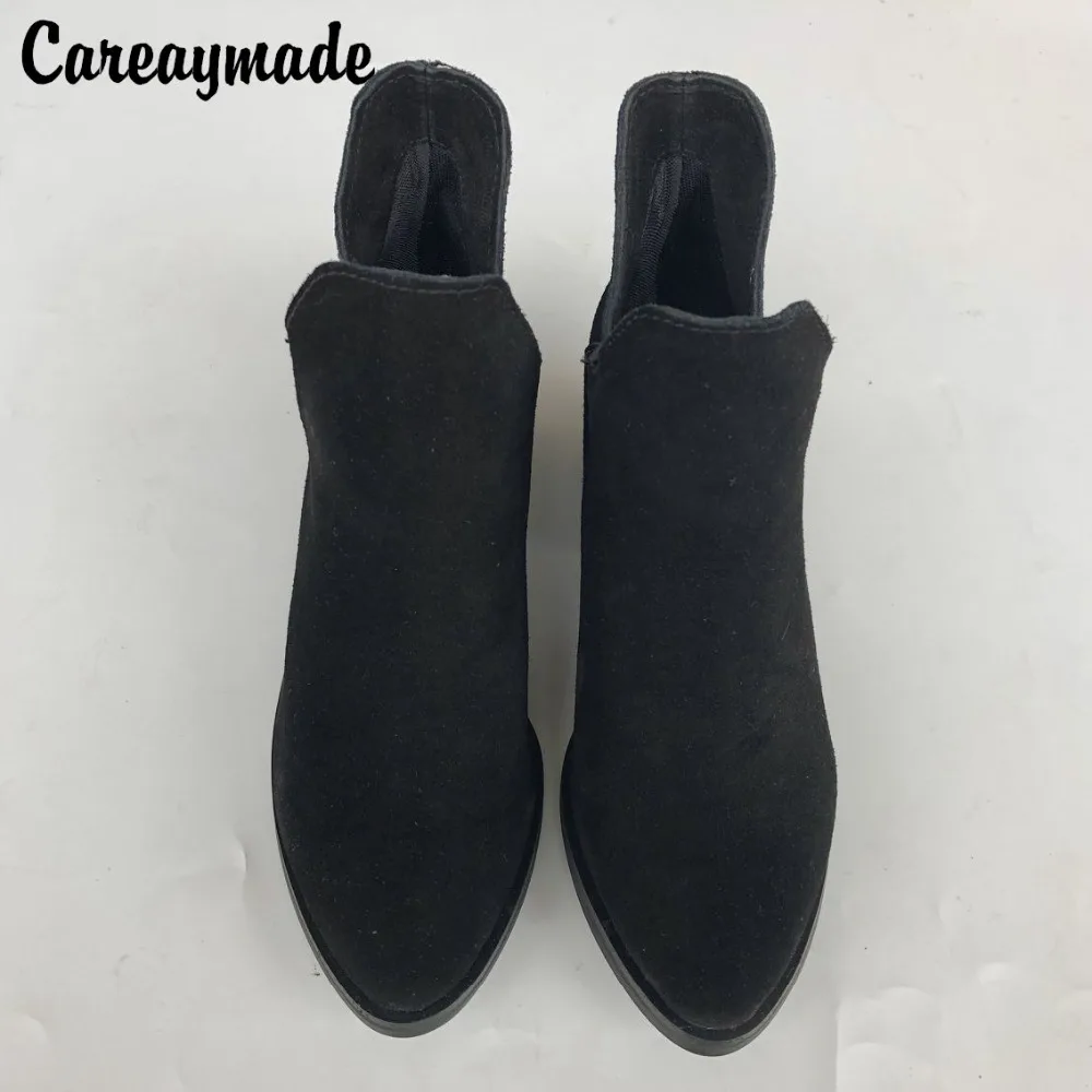 Careaymade-Genuine leather boots Cowhide women's ankle boots fashion real leather motorcycle snow boots winter shoes size3.5-11