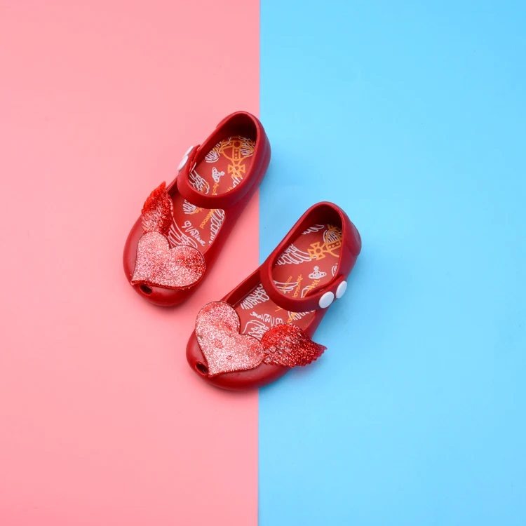 

Brand New Melissa New Mini Girls sandals Love heart Shoes Knot Shoes Crystal Jelly Sandals Children Shoes Fish Head Shoes