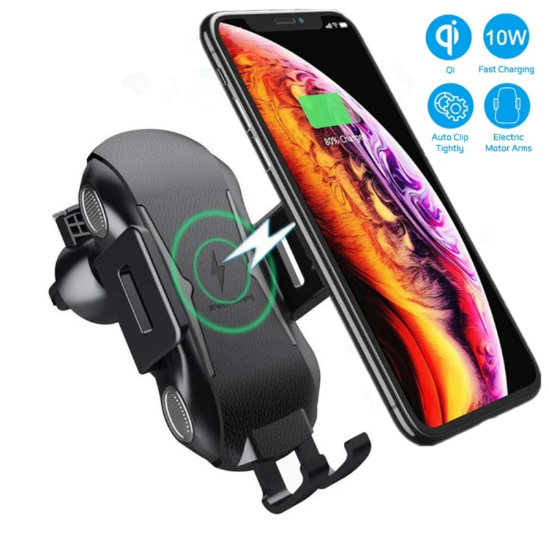 Car Qi Wireless Charger for iPhone X XS max XR Car Phone Holder Fast Charging Touch Sensing Wireless Charger Auto Stand