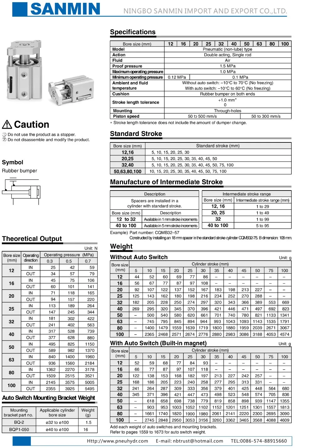 NBSANMINSE CDQMB63 Тип направляющего стержня Компактный цилиндр CQM серии SMC пневматический цилиндр