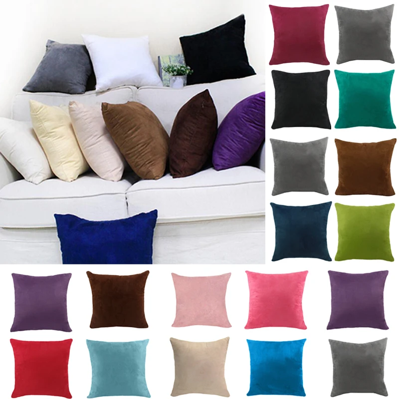 

40X40Cm Xmas Square Suede Square Pillowcase Winter Solid Color Nap Throw Pillow Case Bad Hugging Home Decorative Cushion Cover