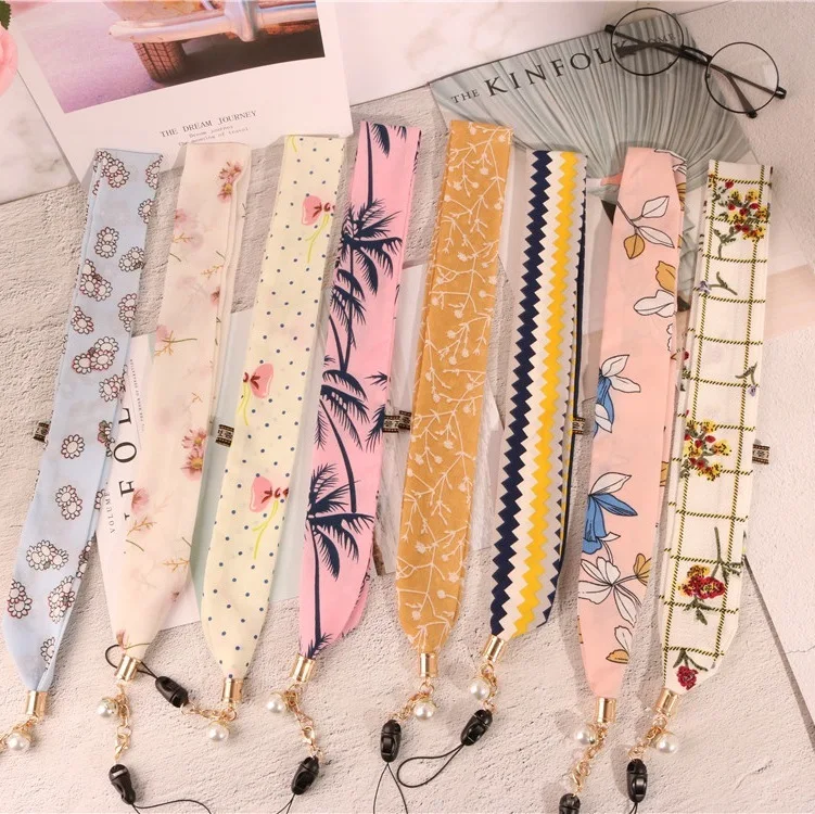 

Fashion Chiffon Neck Lanyard Flower Wide Strap keychain for keys ID Card Gym Mobile Phone Straps USB Badge Holder DIY Hang Rope