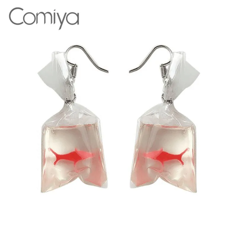 

Comiya Bags Fish Acrylic Fashion Bijoux Punk Dangle Earrings For Women Brinco Feminino Cute Drop Earring Brincos oorbellen Boho