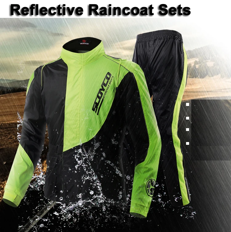 Scoyco RC01 Motorcycle Rain Coat Pants Set Sports Waterproof Jacket Suit Men M