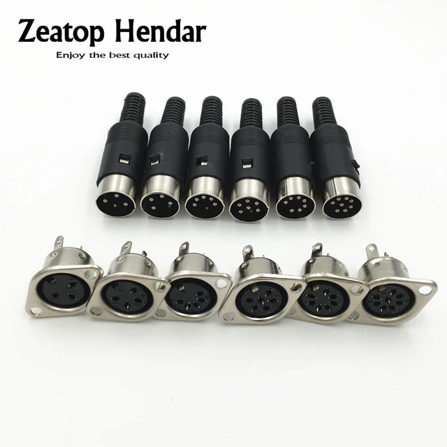 5Sets DIN 3 4 5 6 7 8 Pin DIN Stecker mit Kunststoff Griff +