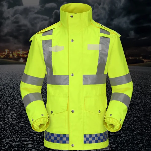 Hi vis дождевик EN471 водонепроницаемая Защитная Светоотражающая куртка дождевые