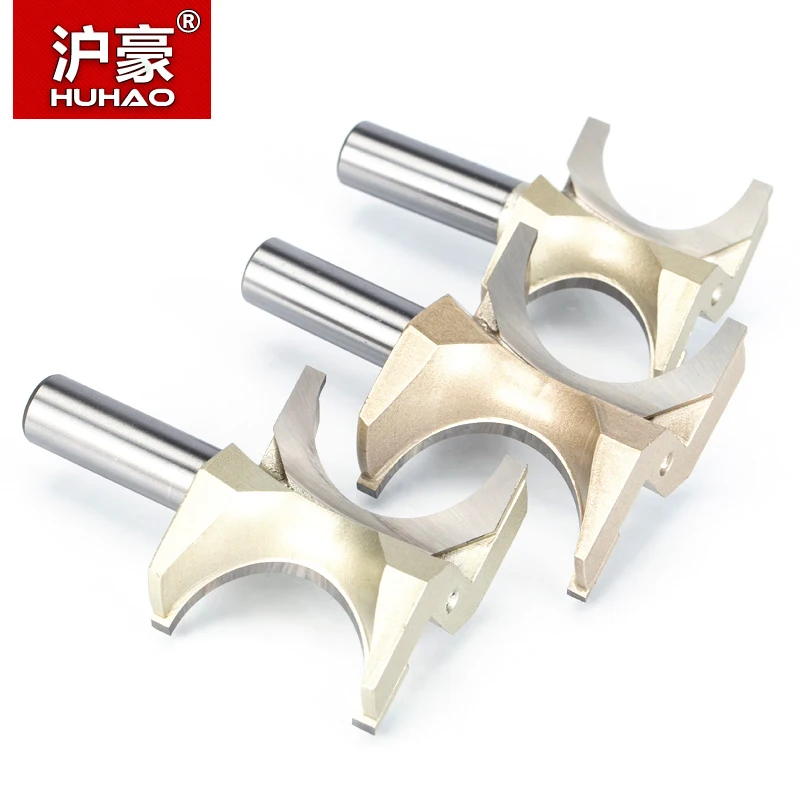 HUHAO 1pcs 1/2" Shank Half Round bit 2 flute endmill Router Bits for wood without bearing Woodworking Tool milling cutter