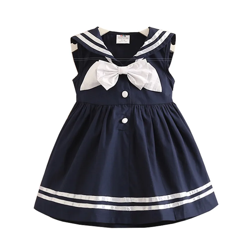 2-10T Years Children Girls Dress Navy Vest Dress