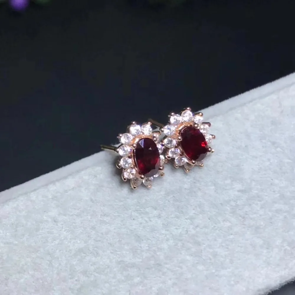Верность естественно 3*5 мм рубиновые серьги s925 серебро классический изысканный ювелирных украшений для женщин Свадебные натуральный красный драгоценный камень