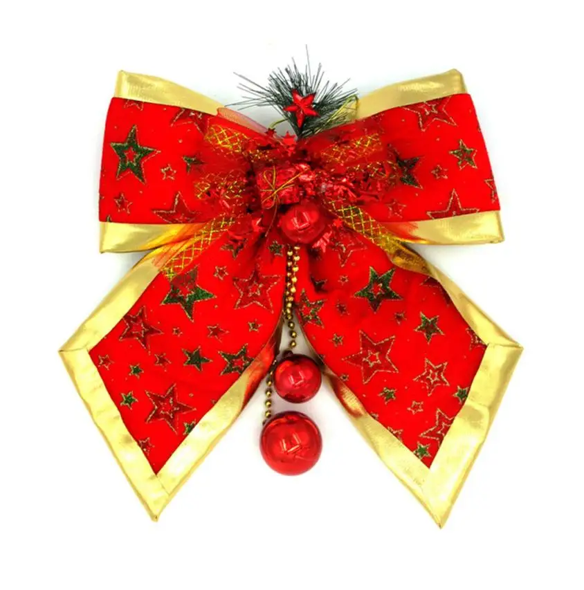Рождественская лента большая красная бусина с бантиком украшение подарок орнамент Счастливого Рождества Прямая поставка# GH65