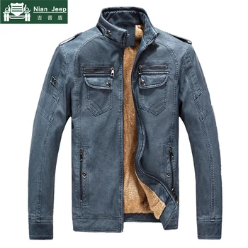 

Winter Leather Jacket Men Thicken Wool Liner Warm Mens Jackets Solid Motorcycle Outerwear Jackets Male Size M-4XL chaqueta cuero