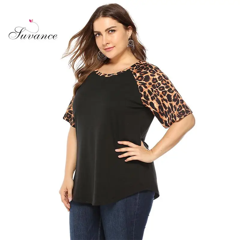 

Suvance 2019 Casual Spring Summer 2 Print Color Size Xl-4xl Loose Women O Neck Short Sleeve T-shirts Jl-mdl008