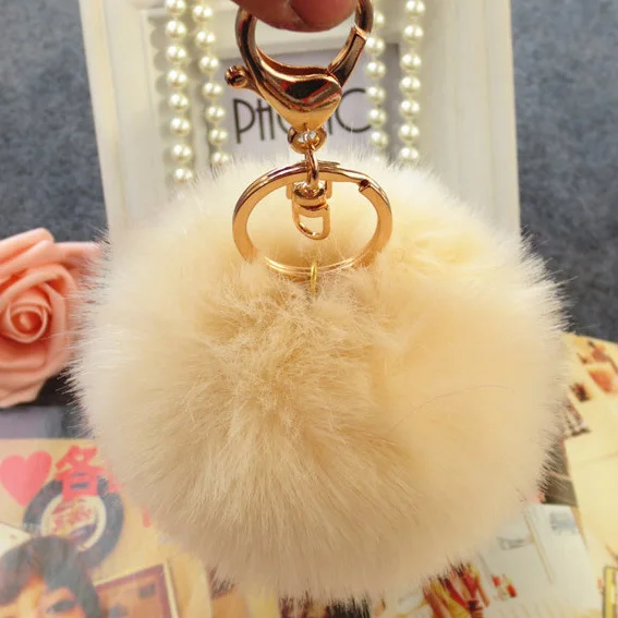2016 Fashion new design factory price Fake fur key chain faux fur