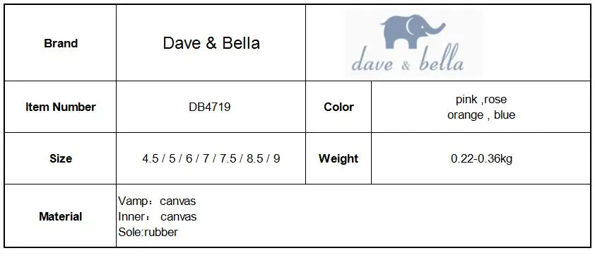 DB4719  Dave & Bella baby spring  new striped canvas shoes blue pink rose casual shoes  4 colors