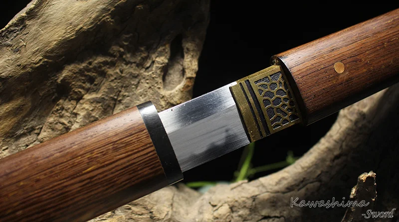 Японский шпага Wakizashi ручной работы прямой T10 стальной глины закаленное лезвие
